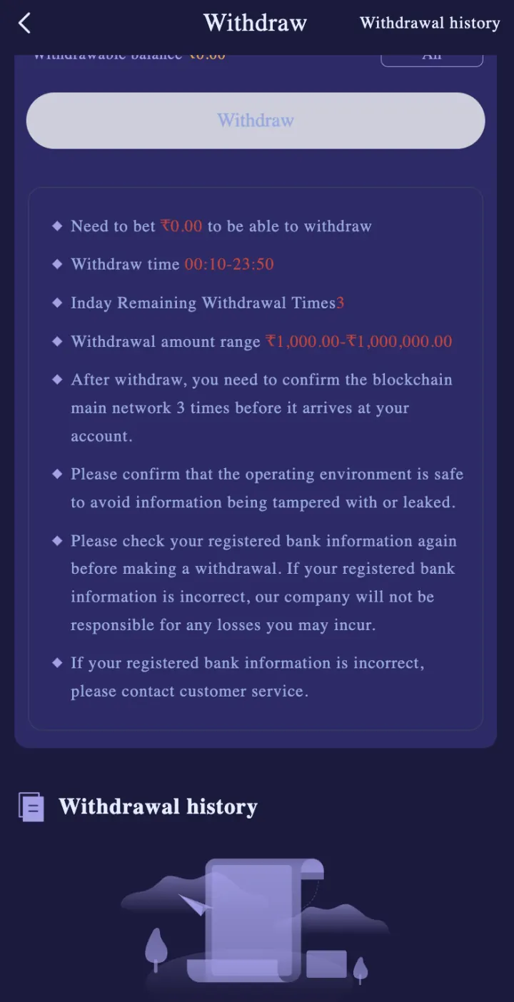 USDT withdrawal on Shree Win